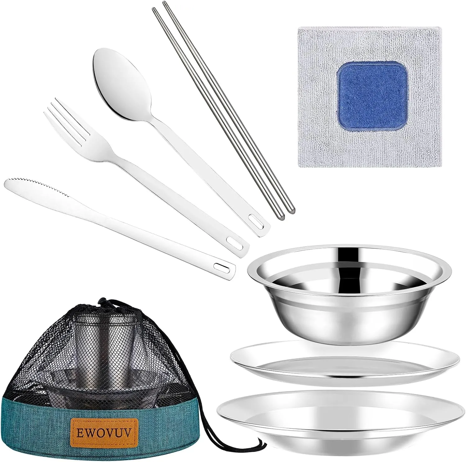 Camping Mess Kit - for Camping 1 to 2 Person boy Scout Camp Dishes Camping Cooking Utensils Accessories Plates Dinnerware Set Outdoor
