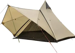 Camping Pyramid Teepee Tent, Double Layer Indian Tipi Tent for Family Camping & Hiking - Portable Outdoor Shelter for 4-6 People, Yellow