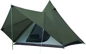 Camping Pyramid Teepee Tent, Waterproof Double Layers Outdoor Family Tent for Hiking, Picnic, and Camping with Mosquito Screen