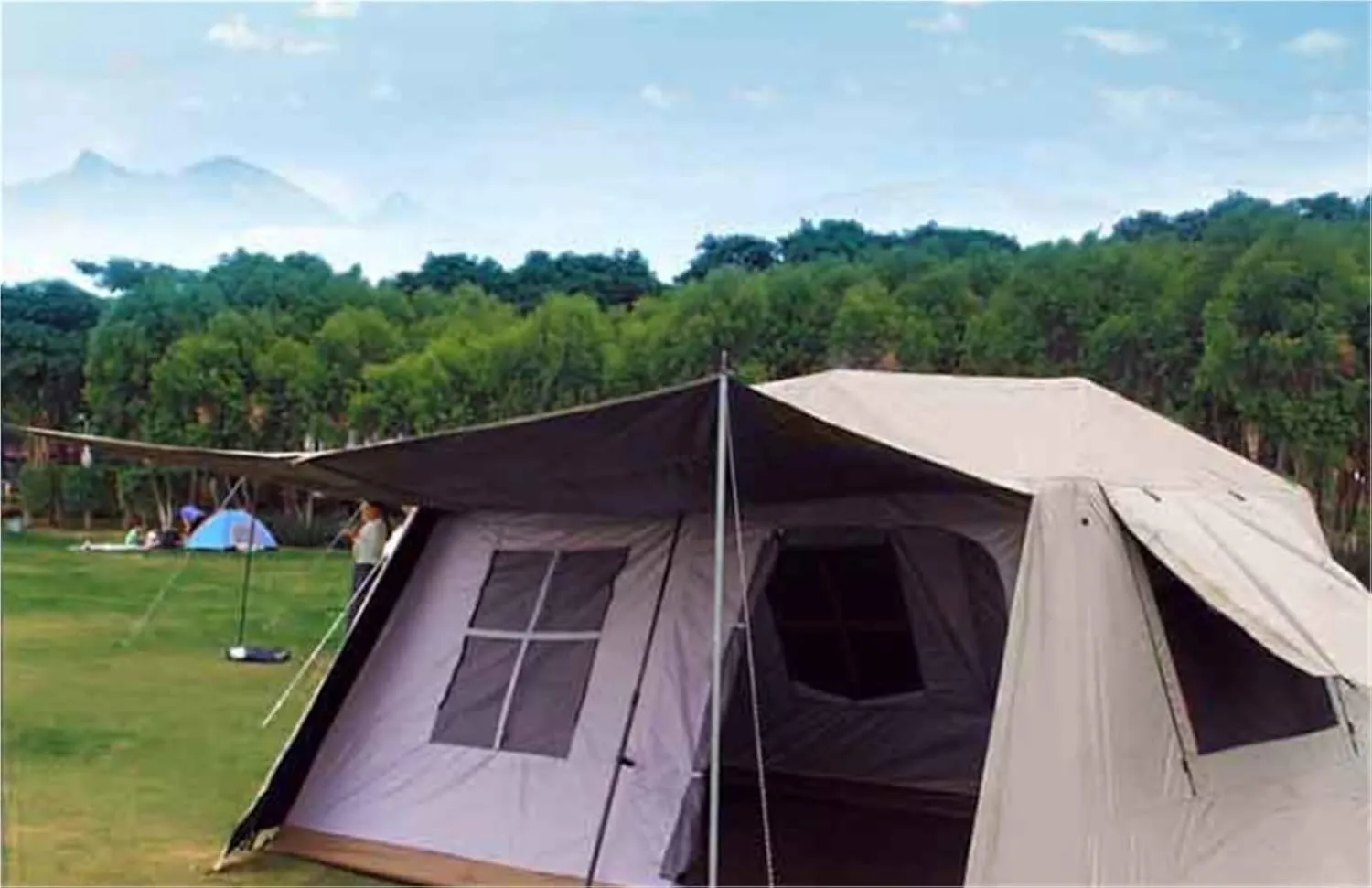 Camping Ridge Tent Outdoor Multi-Person Windproof and Rainproof Automatic Tent Camping Tent(SILVERGLUE_Large)