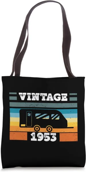 Camping RV-Camper Vintage born 1953 Birthday Trailer-Caravan Tote Bag