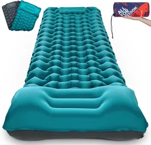 Camping Sleeping Pad with Pillow: Extra Thick 3.9 Inch Ultralight Self-Inflating Air Mat, Compact Lightweight Insulated Inflatable Sleep Mattress for Backpacking, Camping, Hiking, and Tent Use