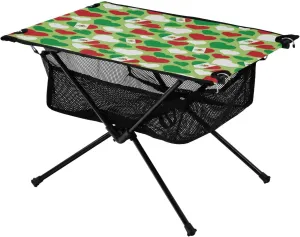 Camping Table Lightweight Portable Folding Table with Mesh Storage Net Green White Red Hearts Mexican Flags Ideal for Camping Hiking Beach Picnic Travel Backyard