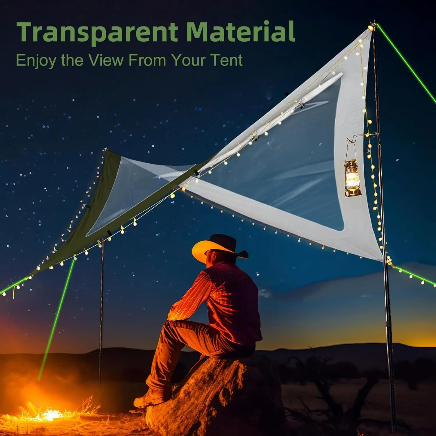 Camping Tarp, Waterproof 5000mm Rating Hammock Rain Fly, UV UPF50  Tent Tarp, Multifunctional Canopy Shelter for Backpacking, Hiking, Traveling, 10×10 FT, Green