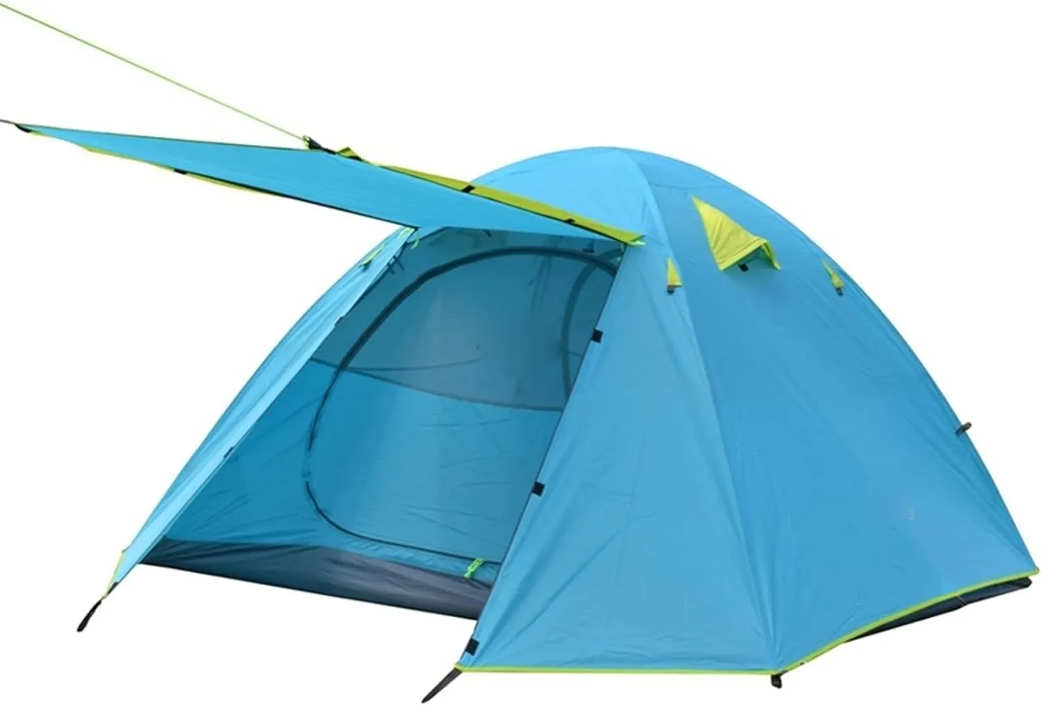 Camping Tent 3-4 Person Family Tent, Lightweight Portable Alumimun Pole Waterproof Anti-Storm Double Layer 4 Season Camping Tent (Blue One Size)