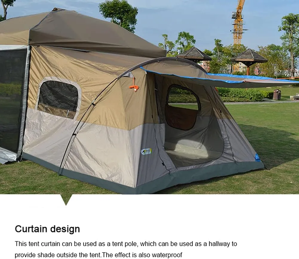 Camping Tent 8-10 Persons Lightweight Family Camping Tent Waterproof UV Resistant Outdoor Folding Tent, Easy to Install