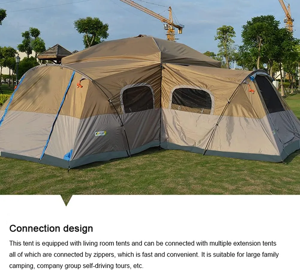 Camping Tent 8-10 Persons Lightweight Family Camping Tent Waterproof UV Resistant Outdoor Folding Tent, Easy to Install