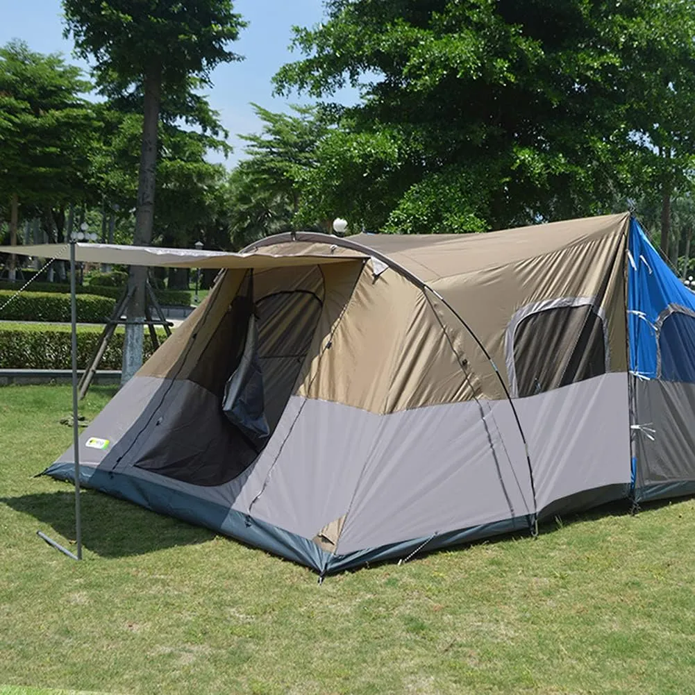 Camping Tent 8-10 Persons Lightweight Family Camping Tent Waterproof UV Resistant Outdoor Folding Tent, Easy to Install