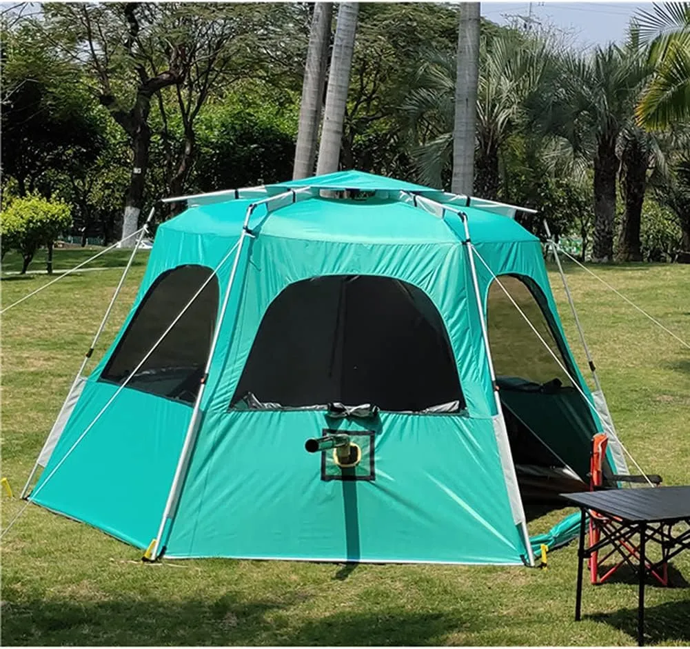 Camping Tent for 5-8 Person Automatic Pop Up Tent with Double Door Portable Instant Tent Sun Shelter for Outdoor Camping Hiking Fishing (Green 330X330X210CM) (Green 330X330X210CM)