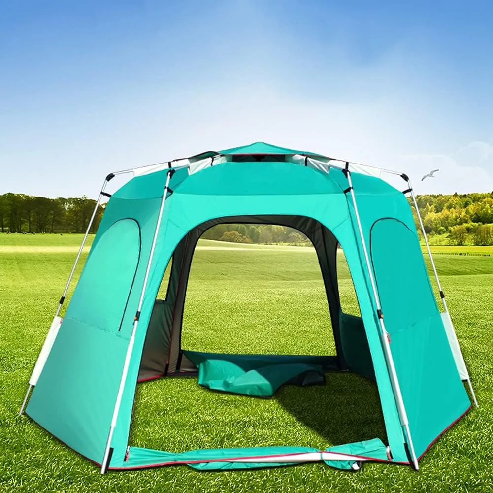 Camping Tent for 5-8 Person Automatic Pop Up Tent with Double Door Portable Instant Tent Sun Shelter for Outdoor Camping Hiking Fishing (Green 330X330X210CM) (Green 330X330X210CM)