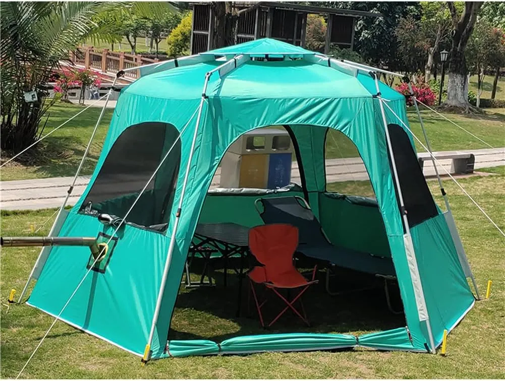 Camping Tent for 5-8 Person Automatic Pop Up Tent with Double Door Portable Instant Tent Sun Shelter for Outdoor Camping Hiking Fishing (Green 330X330X210CM) (Green 330X330X210CM)