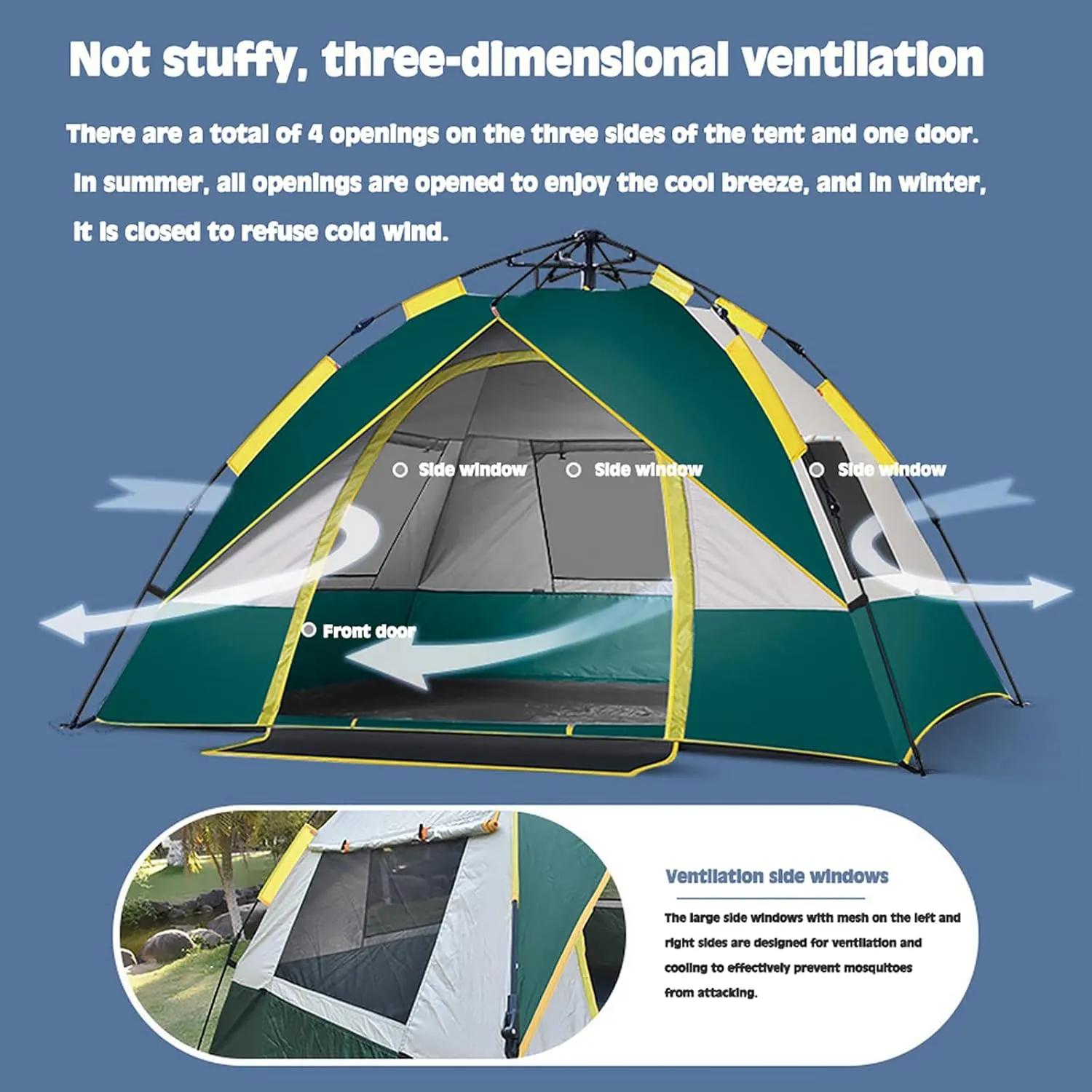 Camping Tent Pop up Tent,2-3 Person Portable Tent Instant Easy Set up Tent,Family Tent,Waterproof Windproof Automatic Tent for Hiking Camping Mountaineering Beach Outdoor Hiking Backyard