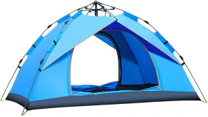 Camping Tent, Waterproof Family Tent with Windproof Ropes and Carry Bag, Ventilated Lightweight Tent with 2 Doors for Camping, Traveling, Backpacking, Hiking, Outdoors