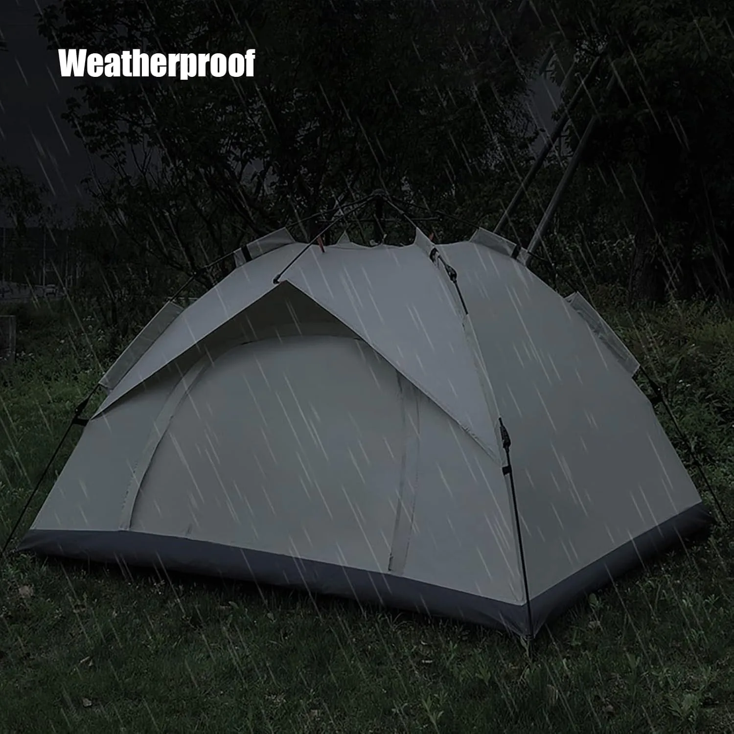 Camping Tent, Waterproof Family Tent with Windproof Ropes and Carry Bag, Ventilated Lightweight Tent with 2 Doors for Camping, Traveling, Backpacking, Hiking, Outdoors