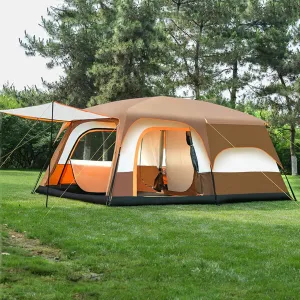 Camping Tent Waterproof Instant Tent 4-6 Person, Family Cabin Tents, 2 Rooms, Portable Instant Tents with Removable Rainfly, Automatic Tent for Camping Hiking Mountaineering (Brown 330 * 210 * 185cm)