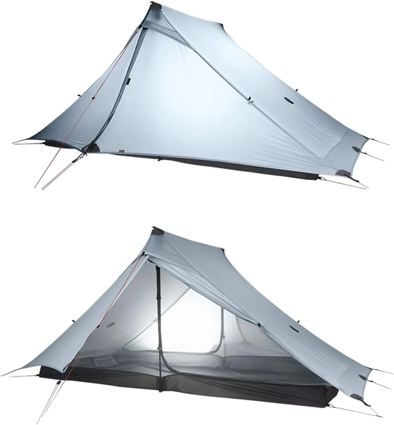 Camping Tents, 2 Person Outdoor Ultralight Camping Tent 3 Season Professional 20d Nylon Both Sides Silicon Tent (Color : Khaki 3 Season)