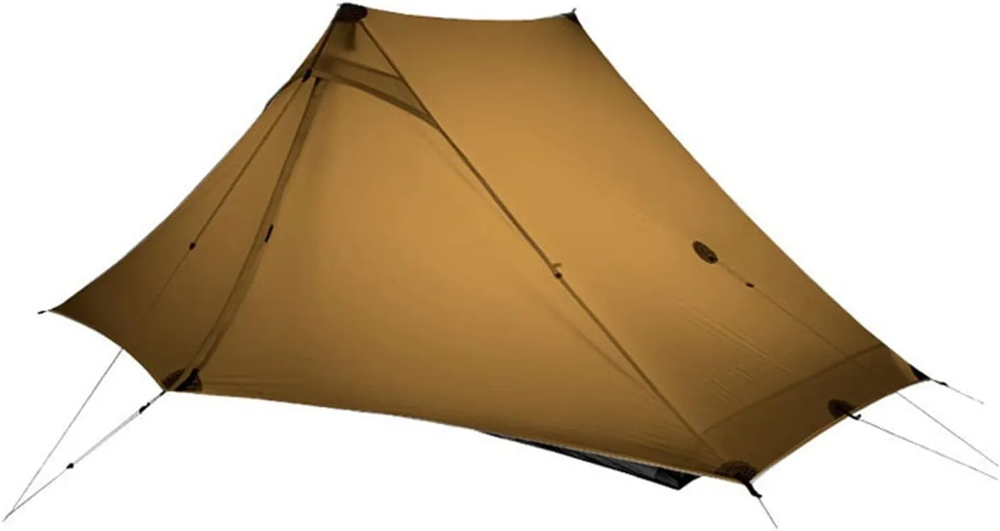 Camping Tents, 2 Person Outdoor Ultralight Camping Tent 3 Season Professional 20d Nylon Both Sides Silicon Tent (Color : Khaki 3 Season)