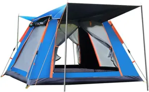 Camping Tents, 3-4 Person Outdoor Automatic Quick Open Tent Waterproof Camping Tent Family Outdoor Instant Setup Tent with Carring Bag (Color : Blue Vinyl, Size : 215 * 215 * 142cm)