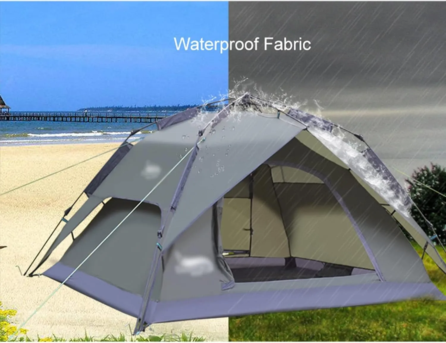 Camping Tents, Automatic Tent 3-4 Person Camping Tent,Easy Instant Setup-Protable Backpacking for Sun Shelter,Travelling,Hiking (Color : 2 Way use Olive, Size : 200x180x130cm)
