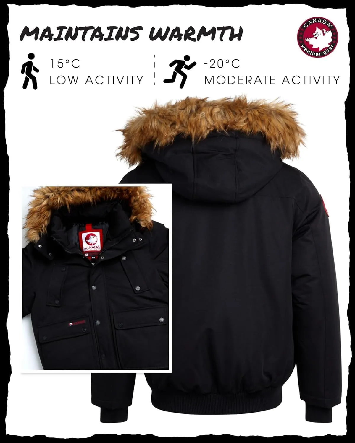 CANADA WEATHER GEAR Men’s Big & Tall Winter Jacket - Heavyweight Bomber Parka Coat Jacket for Big and Tall Men (Sizes: M-5X)