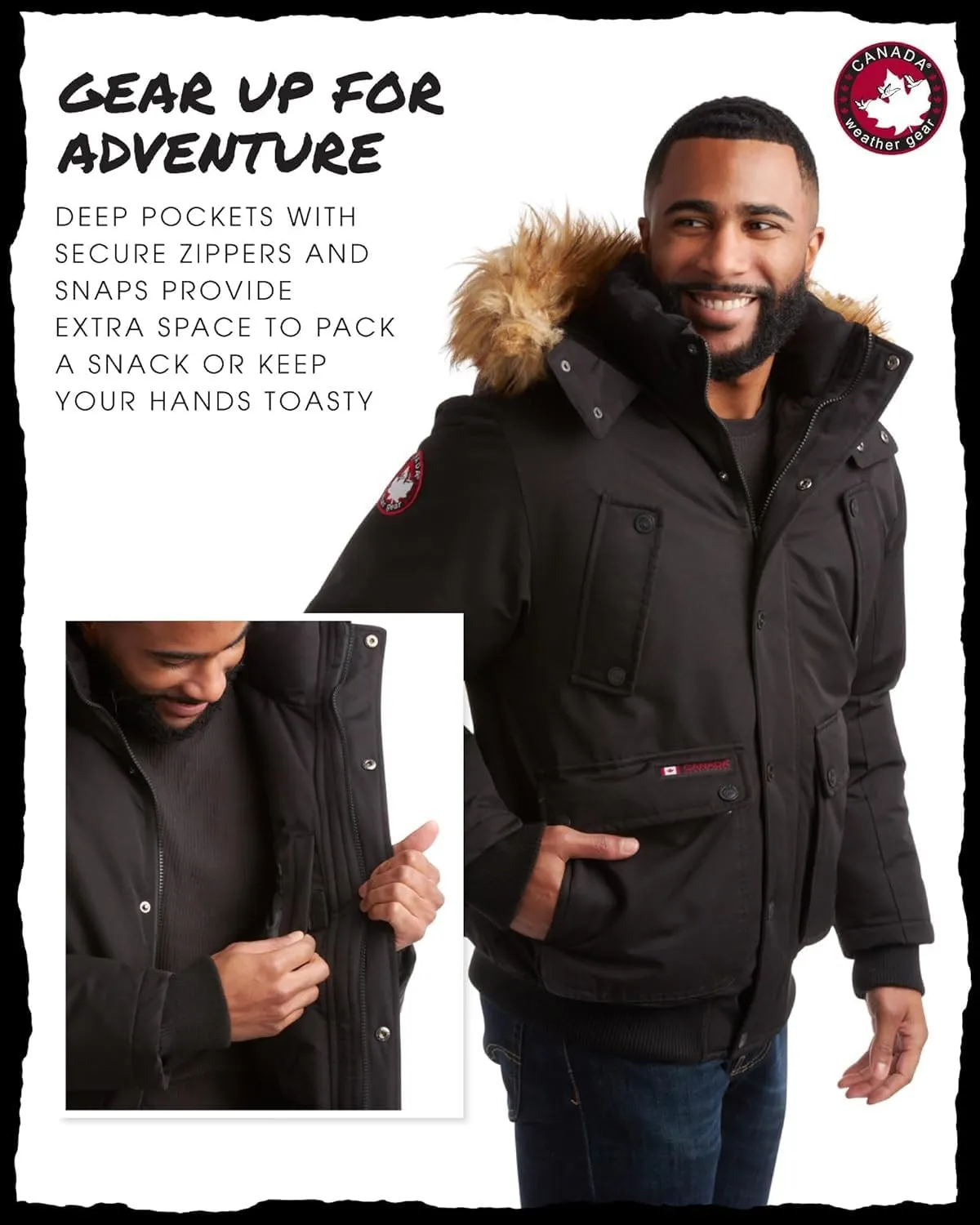 CANADA WEATHER GEAR Men’s Big & Tall Winter Jacket - Heavyweight Bomber Parka Coat Jacket for Big and Tall Men (Sizes: M-5X)