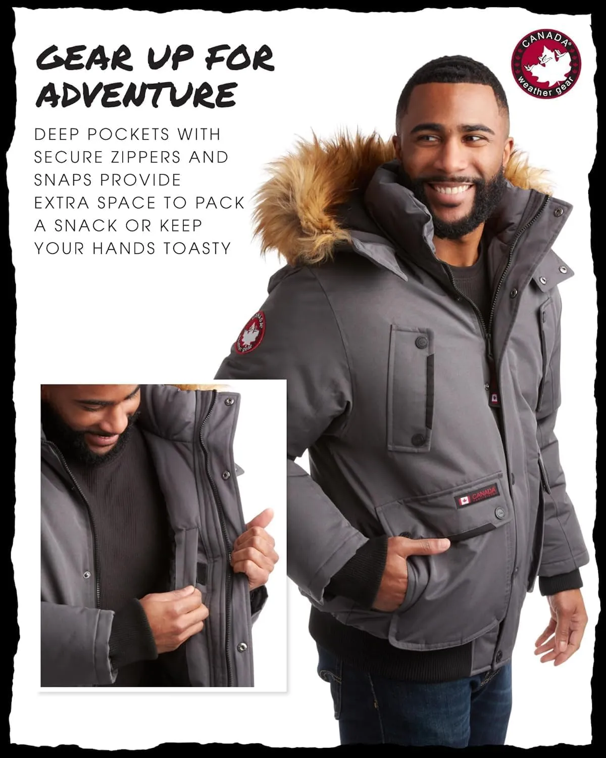 CANADA WEATHER GEAR Men’s Big & Tall Winter Jacket - Heavyweight Bomber Parka Coat Jacket for Big and Tall Men (Sizes: M-5X)