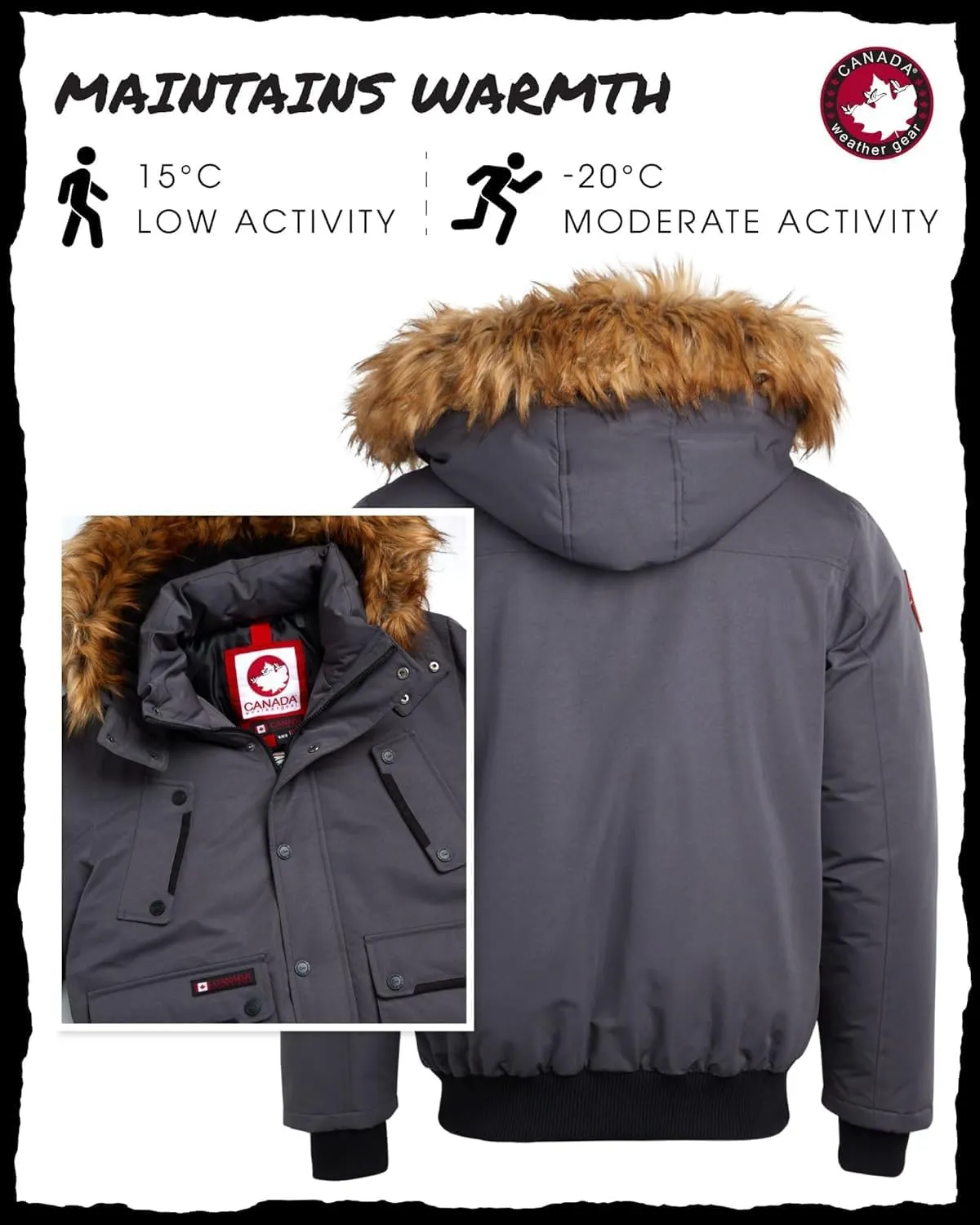 CANADA WEATHER GEAR Men’s Big & Tall Winter Jacket - Heavyweight Bomber Parka Coat Jacket for Big and Tall Men (Sizes: M-5X)