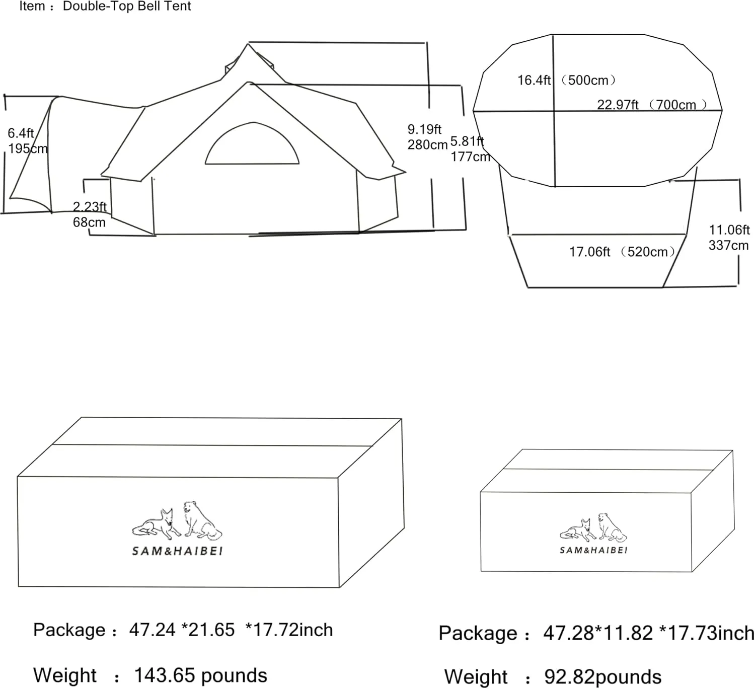 Canvas Bell Tent for Camping, Yurt Tent for All-Season Use, Polyester/Cotton Blend Fabric, Aluminum Center Pole, Mesh Windows, Clear Instructions, Tools Included, Ideal for Family Camping