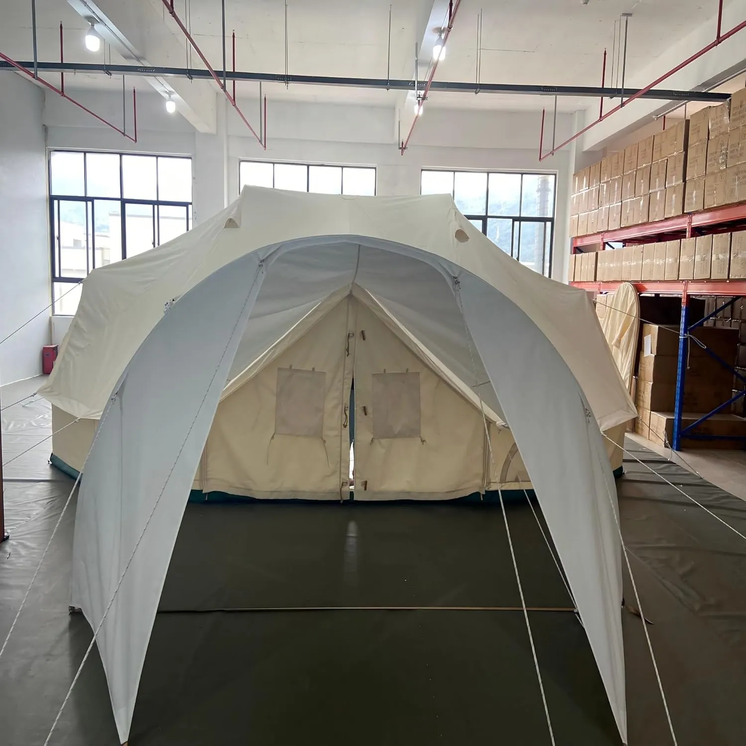 Canvas Bell Tent for Camping, Yurt Tent for All-Season Use, Polyester/Cotton Blend Fabric, Aluminum Center Pole, Mesh Windows, Clear Instructions, Tools Included, Ideal for Family Camping