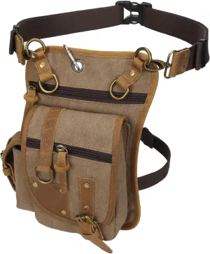 Canvas Drop Leg Bag Tactical Thigh Outdoor Waist Pack for Men Women Military Cycling Multi-Pocket Waist Fanny Pouch Daypack