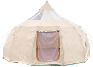 Canvas Drop Shape Tent, Cotton Canvas Yurt Tent, with 1 Stove Jacks, Luxury All Season Tent for Camping Trips