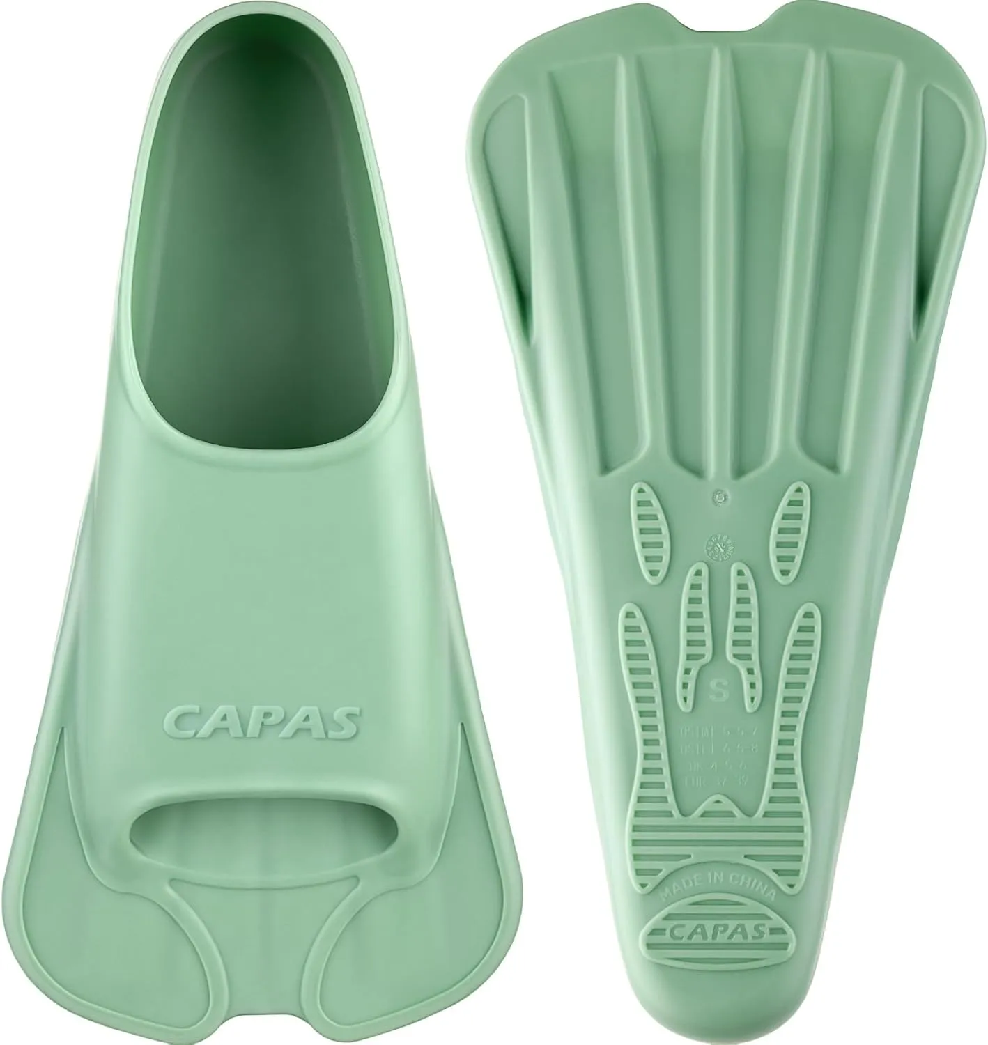 CAPAS Swim Training Fins Comfortable Silicone Lap Swimming Short Blade Floating Flippers with Mesh Bag for Adult Men Women Build Leg Strength