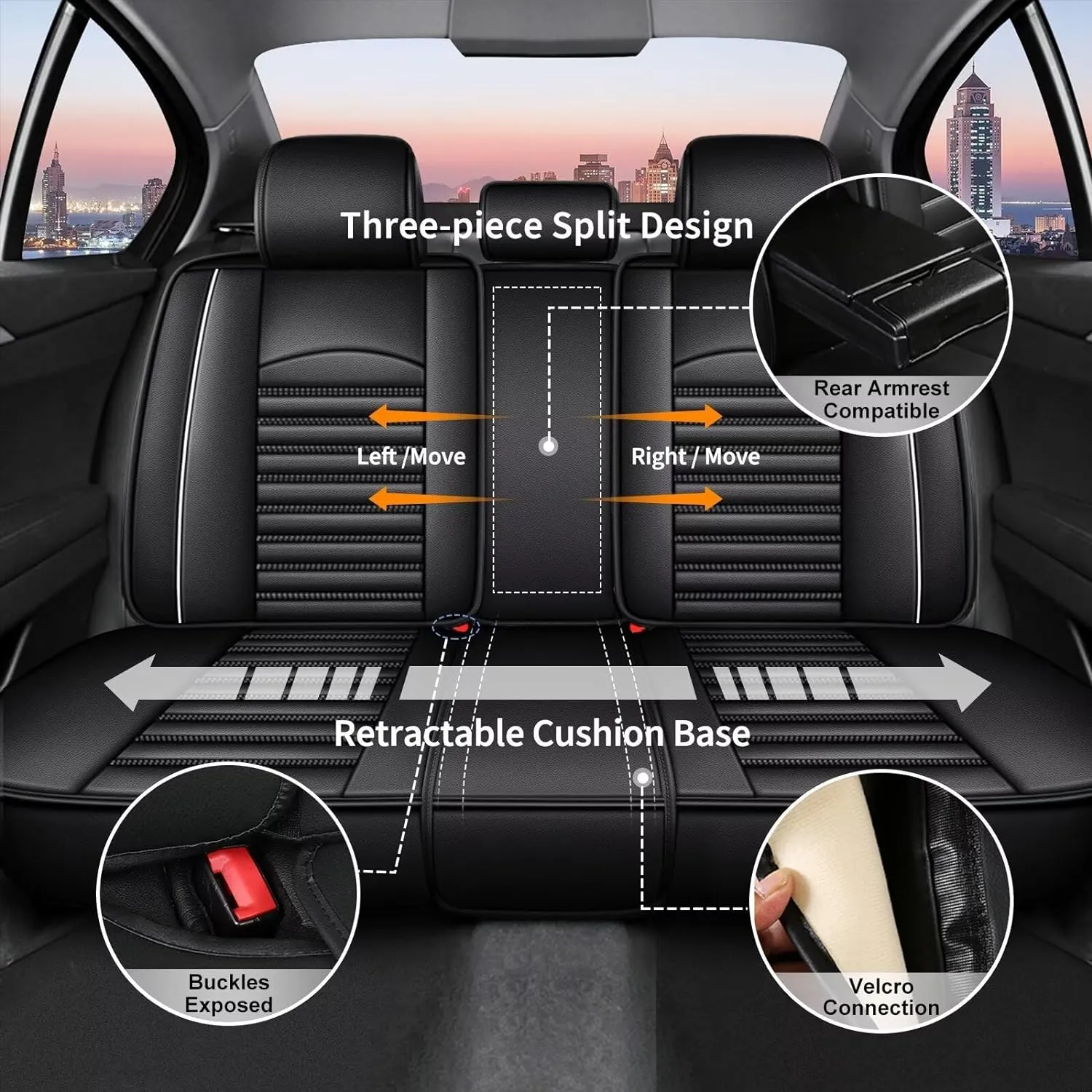 Car Seat Covers Fit for Volkswagen Taos 2022-2025 Faux Leather Seat Cover Full Set Compatible Airbag Waterproof Seat Cushion Automotive Interior Accessories 2 Rows 5 Seats(White Line)