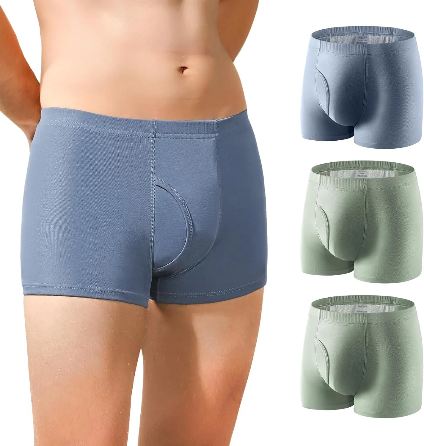 Carer Incontinence Underwear for Men Washable Urinary Incontinence Boxer Briefs 3 PCS Reusable Leak Proof Underwear for Men Protective Underwear for Bladder Leak Protection 250ML (Teal/2 Green, L)