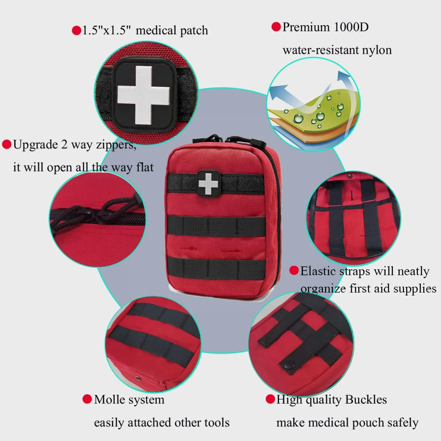 Carlebben EMT Pouch MOLLE Ifak Pouch Tactical MOLLE Medical First Aid Kit Utility Pouch