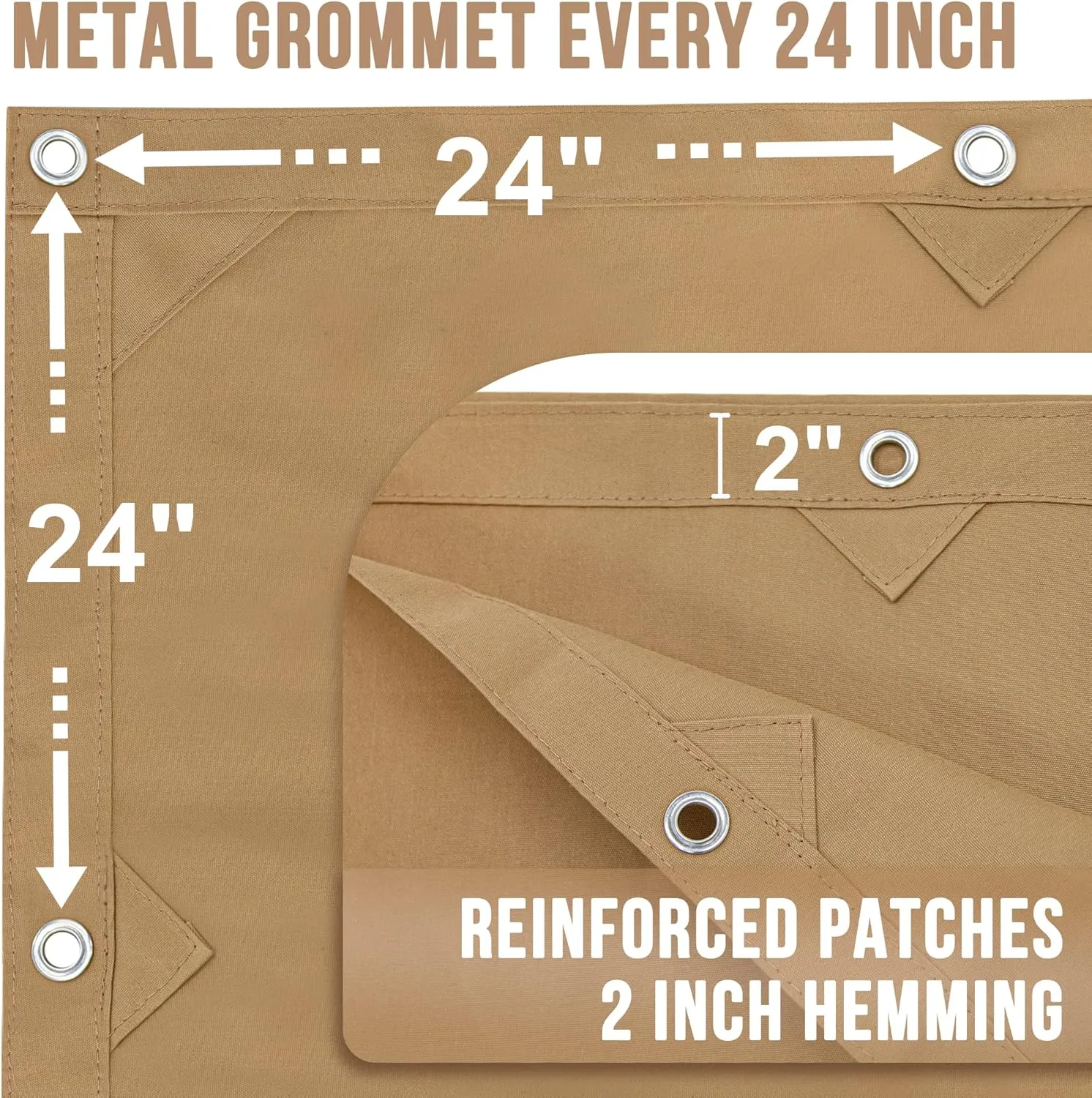 CARTMAN Finished Size 10x12 Feet Tan Canvas Tarp with Rustproof Grommets, 12 Oz Heavy Duty Multipurpose Tarpaulin Cover for Canopy Tent, Roof, Camping, Woodpile