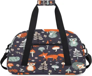 Cartoon Animal Gym Duffel Bag for Men Women Flowers Grass Trees Sports Tote Bag with Adjustable Shoulder Strap for Dance Gymnastics Traveling Outdoor Camping Overnight Stay