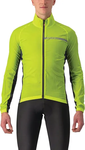 Castelli Men's Squadra Stretch Jacket, Windproof Zip Up Shell with High Collar for Road and Gravel Biking I Cycling - Electric Lime/Dark Gray - Medium