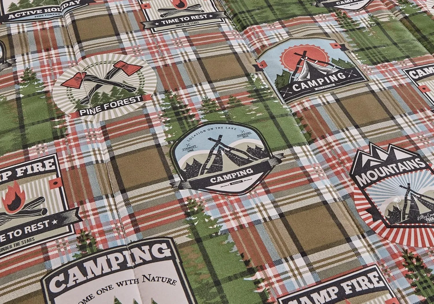 Chezmoi Collection 3-Piece Country Cabin Lodge Camping Outdoor Wilderness Microfiber Printed Comforter Set, King, Green