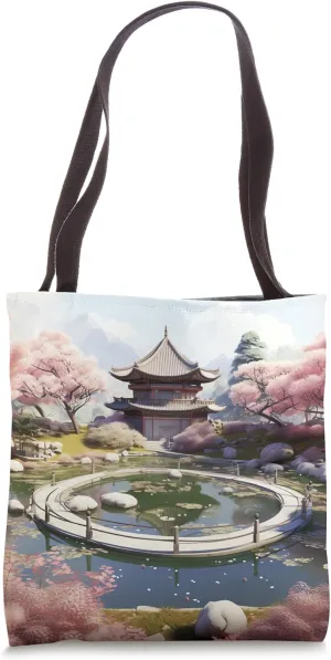 Circular Oasis Korean Serenity Amid Reflective Waters Tote Bag
