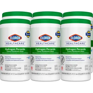 Clorox Healthcare Hydrogen Peroxide Cleaner Disinfectant Wipes, 6.75" x 9", 95 Count, Pack of 6 (Package May Vary)