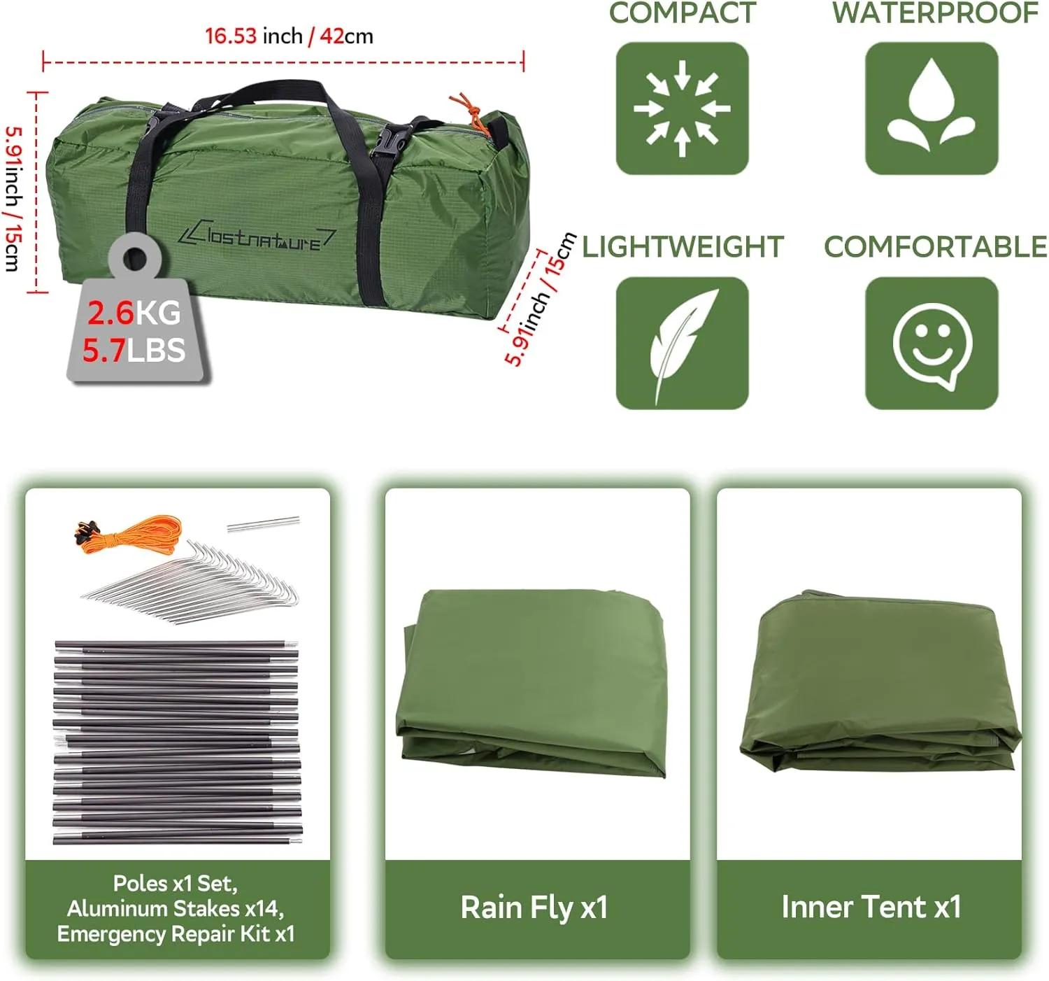 Clostnature Crux Lightweight Tent for Backpacking - 1/2/3/4 Person Ultralight Backpacking Tent, Waterproof Easy Setup Camping Tent, Hiking Tent for Outdoor, Hiking and Mountaineering