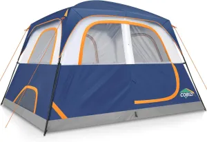 COBIZI 6 Person Tent for Camping 2000mm Waterproof PU-Coated, Easy Setup Family Tent with Removable Rainfly, 3 Season Outdoor Large Tent with Big Mesh Skylight for Camping
