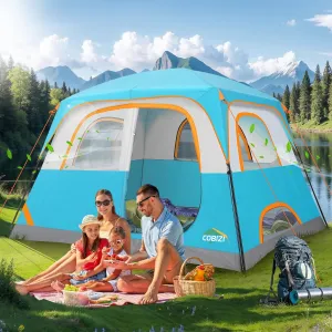 COBIZI Tents for Camping 4/6 Person Camping Tent with Rainfly and Screen, Easy Setup Lightweight Portable Waterproof Outdoor Tent with Carry Bag for Backpacking, Hiking, Family Travel