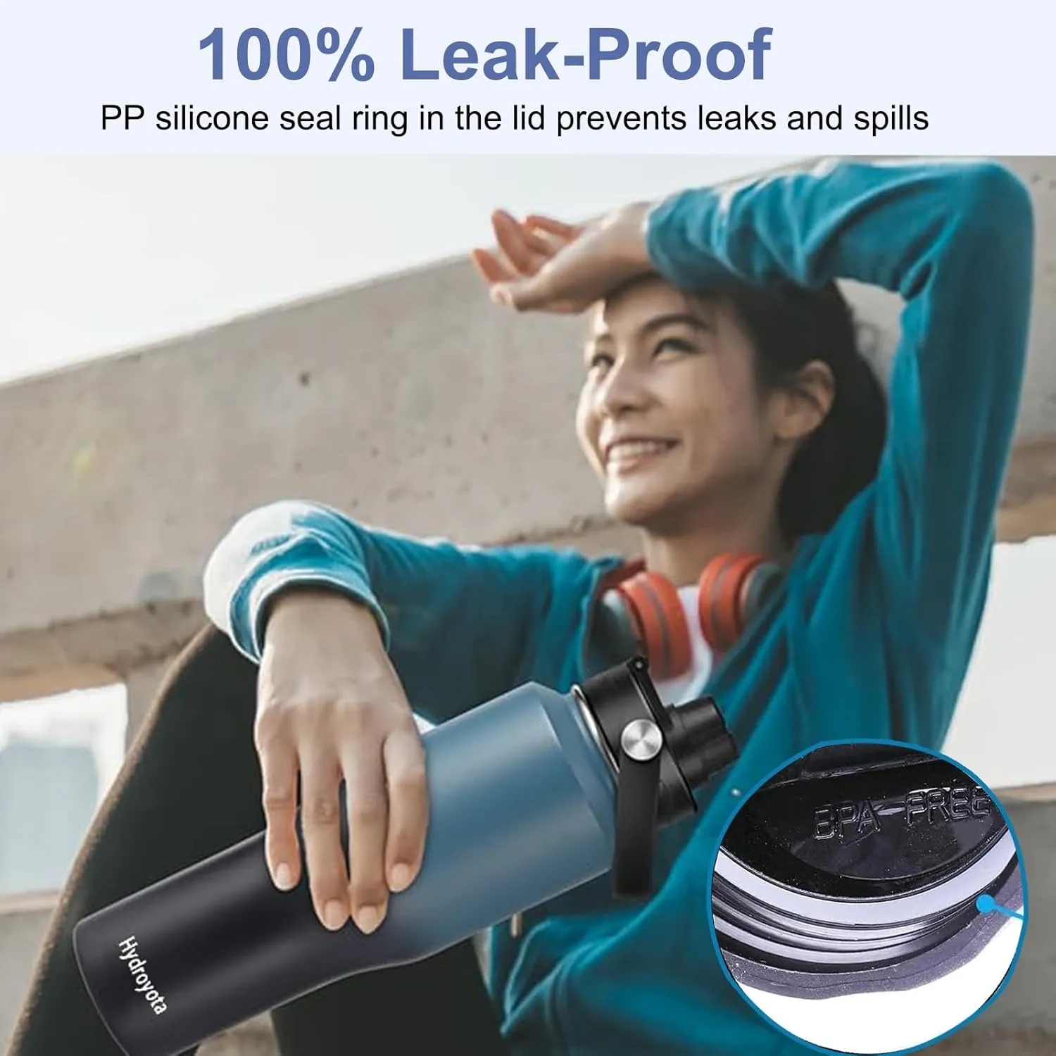 Cold Water Drink Sports Water Bottle with Leak Proof Straw Lid,Reusable Stainless Steel Thermos with Double Walled Vacuum,BPA-free,Works,Travel,Sports,Fit All Car Cup Holders