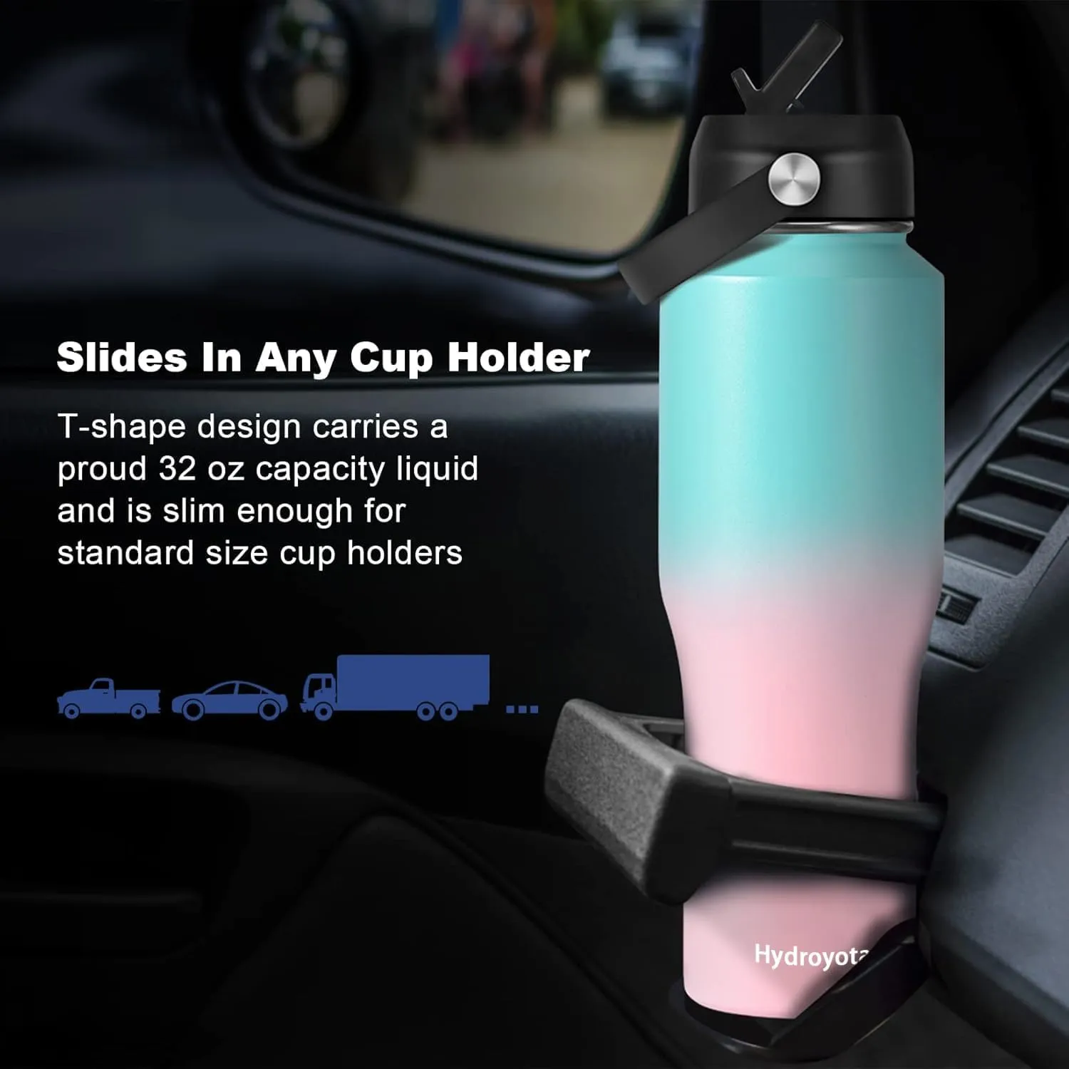 Cold Water Drink Sports Water Bottle with Leak Proof Straw Lid,Reusable Stainless Steel Thermos with Double Walled Vacuum,BPA-free,Works,Travel,Sports,Fit All Car Cup Holders