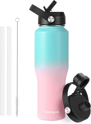 Cold Water Drink Sports Water Bottle with Leak Proof Straw Lid,Reusable Stainless Steel Thermos with Double Walled Vacuum,BPA-free,Works,Travel,Sports,Fit All Car Cup Holders