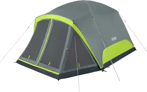 Coleman Skydome Camping Tent with Screen Room, Weatherproof 4/6/8 Person Tent with Screened-in Porch, Includes Rainfly, Carry Bag, Storage Pockets, and Sets Up in 5 Minutes