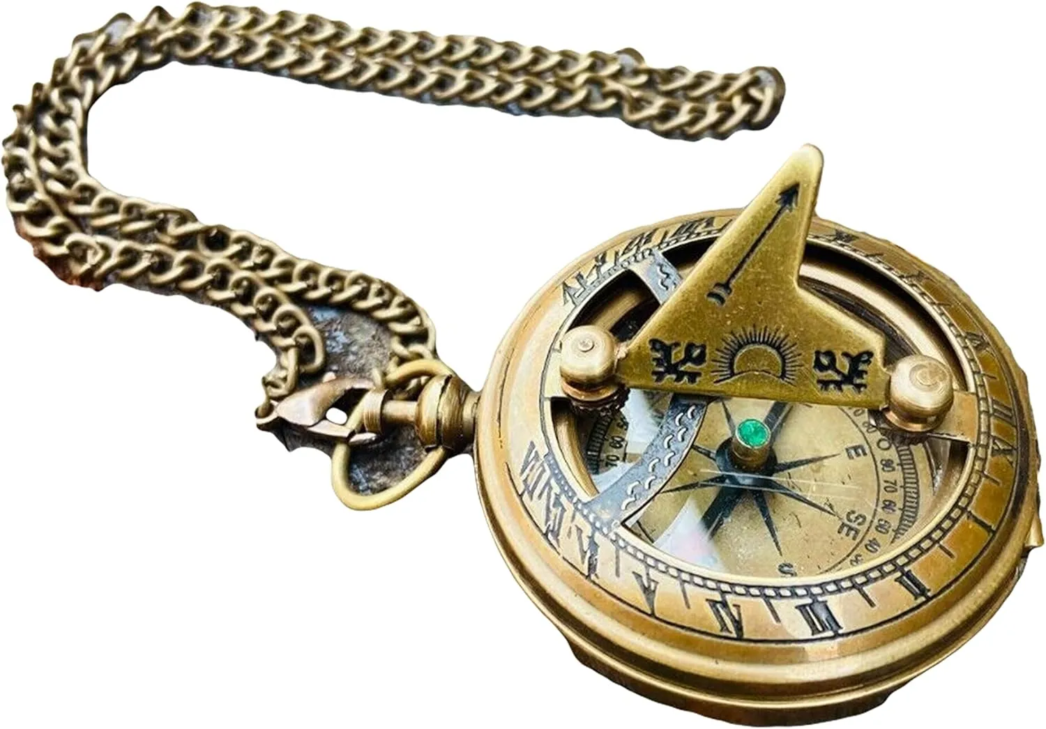 Compass Antique Nautical Brass Push Button Sundial Compass with Wooden Pocket Box Adventure Hiking Survival Tool Antique Collectible Compass Gift by THEMEDIEVALMARTCITY