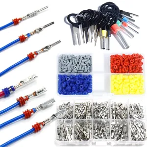 Connector Pins Crimped Terminal Automotive Car kit Electrical 1/1.5/1.8/2.2/2.8/3.5mm Motorcycle Atv Wire Removal Non-Insulated Plug Male Female Crimp set